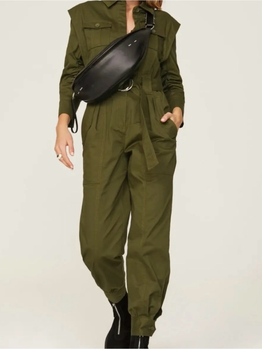 10 Crosby Derek Lam Olive Green Utility Jumpsuit